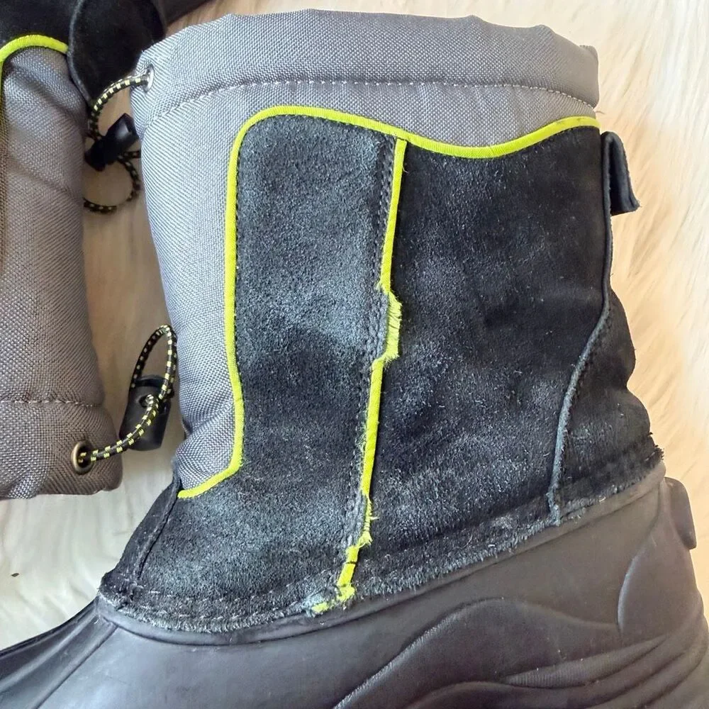 TOTES Big Kids Black Leather Duck Winter Snow Boots Size 6